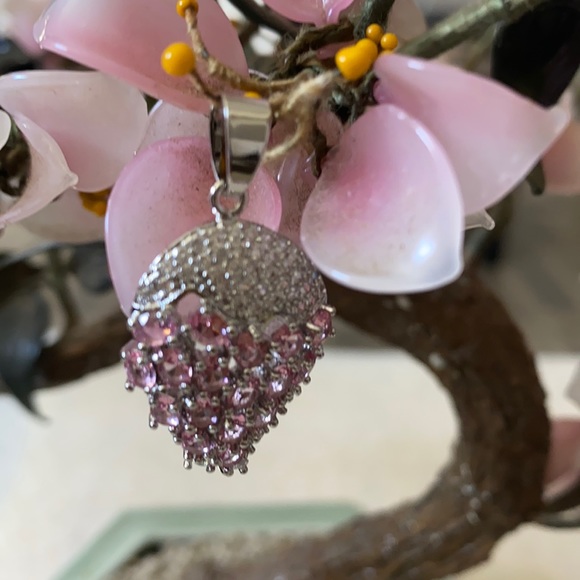 Vintage Jewelry - Vintage 925 pink  kunizite  & CZ pendent